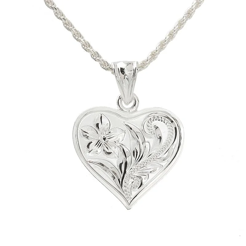 Sterling Silver Hawaiian Scroll Heart Pendant (Chain Sold Separately)