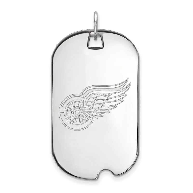 Stainless Steel Pendants with Laser - Etched Motivational Quotes10k White Gold NHL Detroit Red Wings Large Dog Tag Pendant