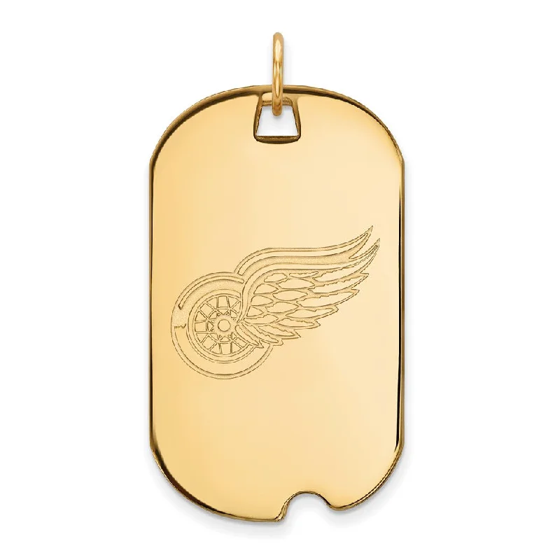 Crystal - Encrusted Pendants in the Shape of a Crown10k Yellow Gold NHL Detroit Red Wings Large Dog Tag Pendant