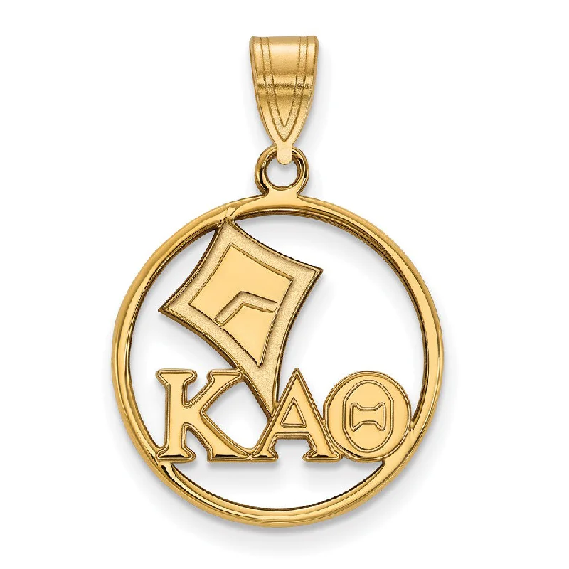 Lapis Lazuli Pendants with Gold - Leaf Accents14K Plated Silver Kappa Alpha Theta Medium Circle Pendant