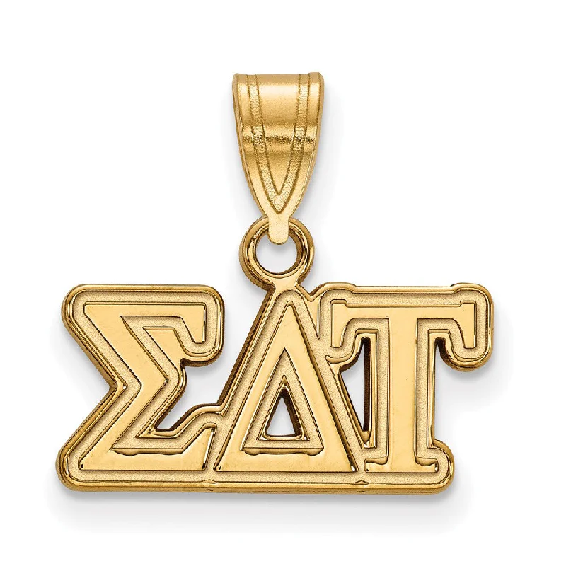 Recycled Metal Pendants with Upcycled Jewelry Components14K Plated Silver Sigma Delta Tau Medium Greek Letters Pendant