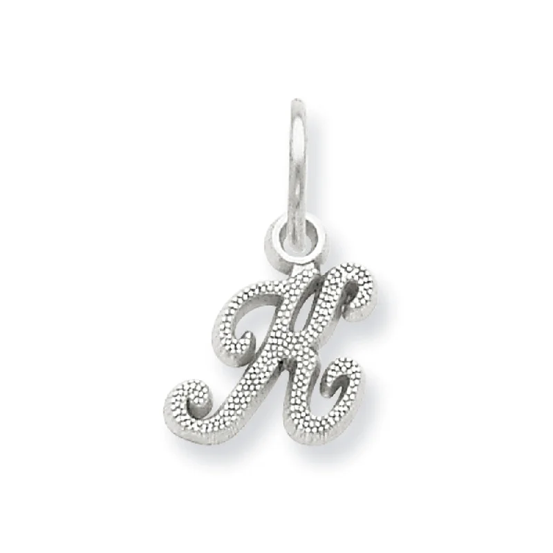 Bone - Carved Pendants with Tribal - Inspired Symbols14k White Gold, Sadie Collection, Mini Satin Script Initial K Charm