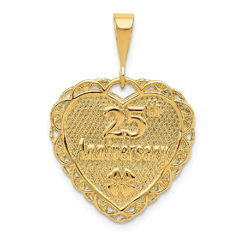 Obsidian Pendants with Shiny Mirror - Like Surfaces14k Yellow Gold 25th Anniversary Scalloped Heart Pendant, 20mm