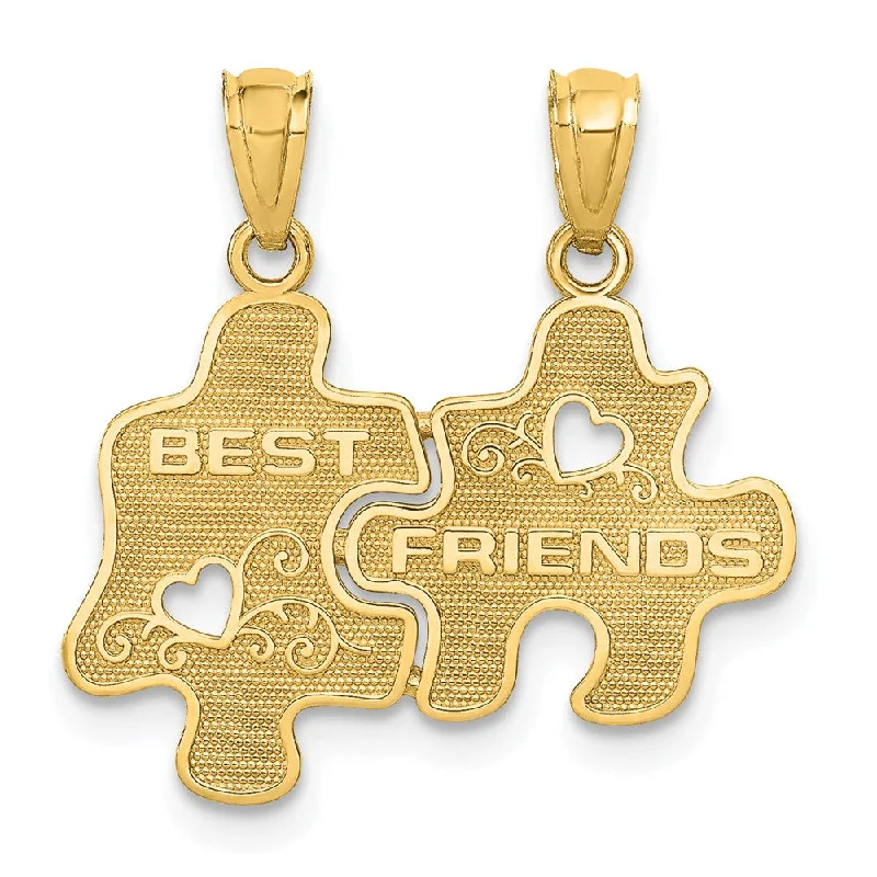 Resin Pendants with Encapsulated Butterfly Wings14k Yellow Gold Best Friends Puzzle Pieces Set of 2 Pendants, 18mm