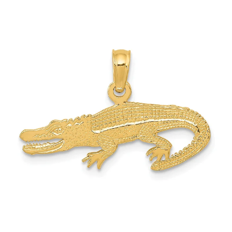 Obsidian Pendants with Shiny Mirror - Like Surfaces14k Yellow Gold Flat Alligator Pendant, 23mm (7/8 Inch)