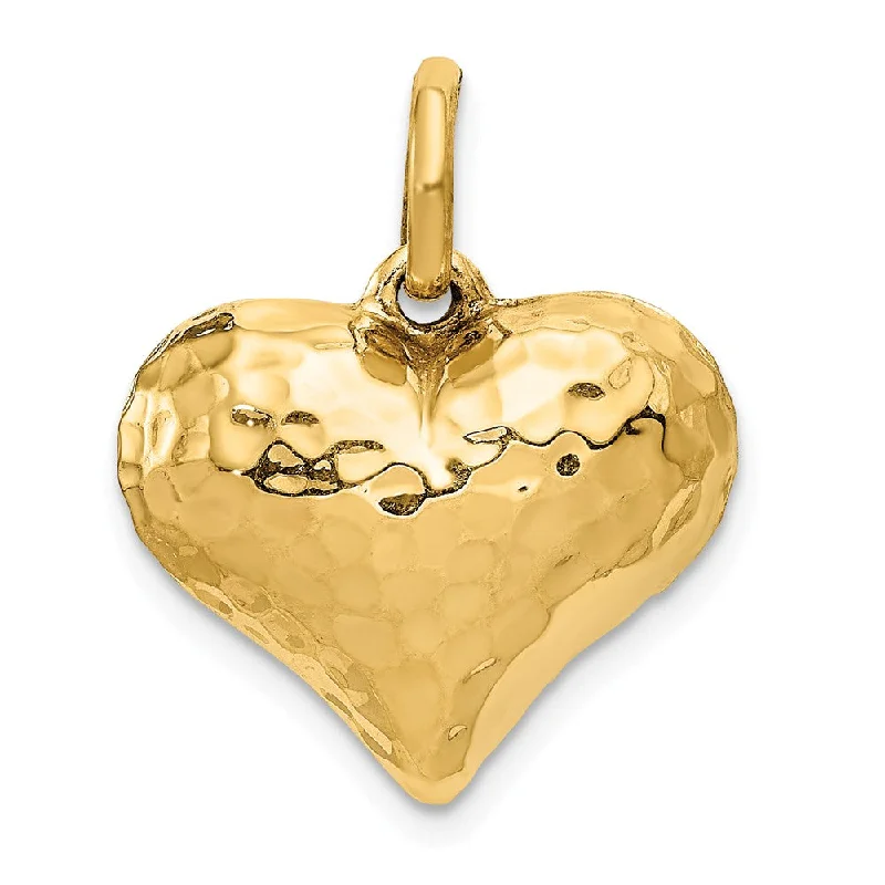 Leather - Wrapped Pendants with Brass Stud Embellishments14k Yellow Gold Hollow Faceted Puffed Heart Charm or Pendant, 18mm