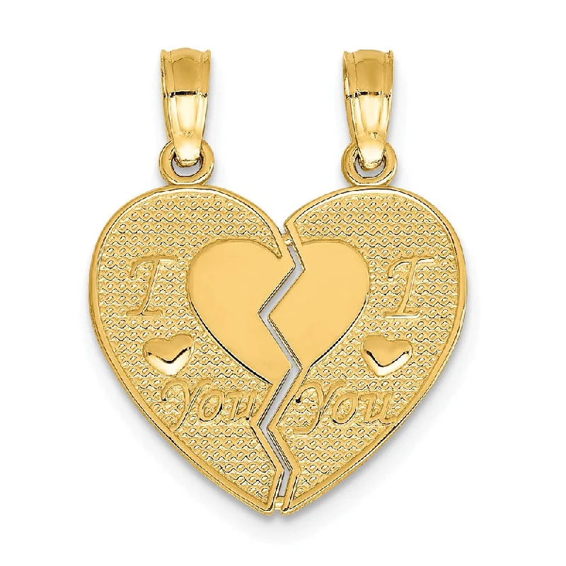 Resin Pendants with Encapsulated Butterfly Wings14k Yellow Gold I Love You Heart Set of 2 Charm or Pendants, 17mm