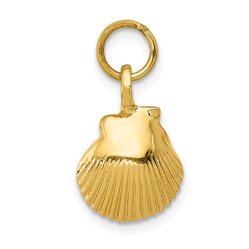 Crystal - Encrusted Pendants in the Shape of a Crown14k Yellow Gold Open Back Seashell Charm or Pendant, 10mm (3/8 Inch)