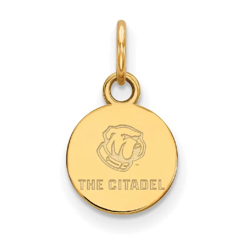 Leather - Wrapped Pendants with Brass Stud Embellishments14K Yellow Gold Plated S.S. The Citadel XS (Tiny) Bulldogs Disc Charm