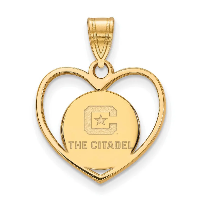 Stainless Steel Pendants with Laser - Etched Motivational Quotes14K Yellow Gold Plated S. Silver The Citadel Heart Pendant