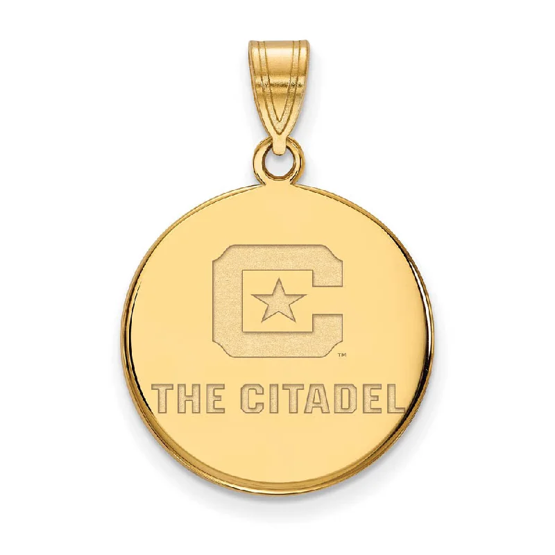 Crystal - Encrusted Pendants in the Shape of a Crown14K Yellow Gold Plated S. Silver The Citadel Large Logo Disc Pendant