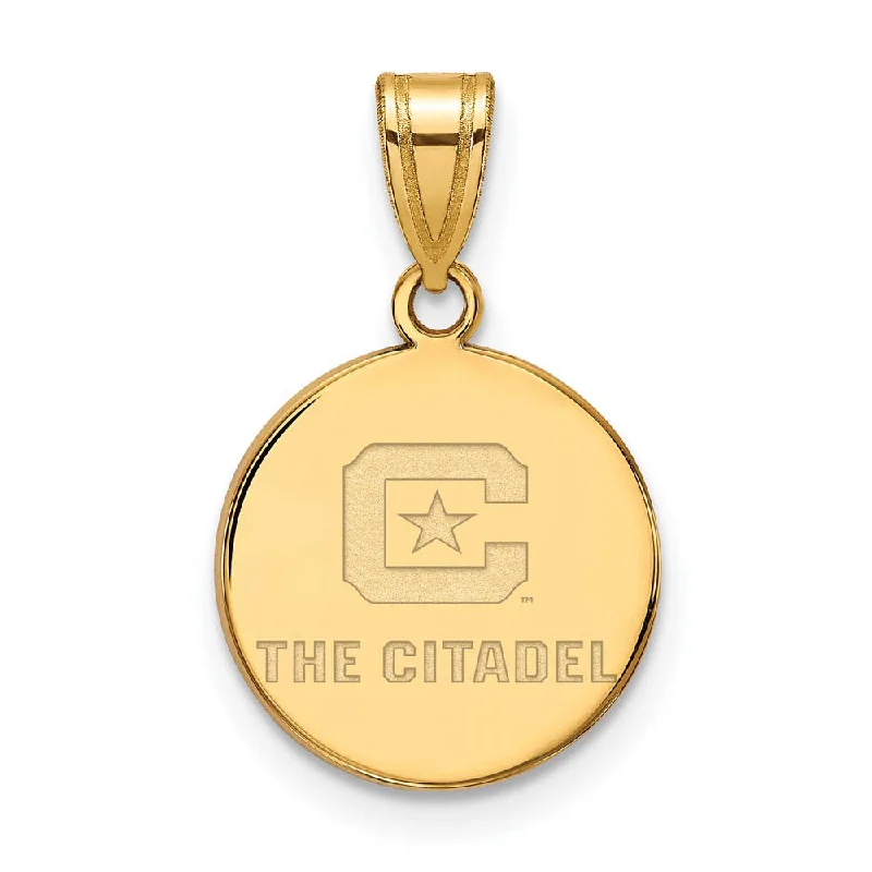 Bone - Carved Pendants with Tribal - Inspired Symbols14K Yellow Gold Plated S. Silver The Citadel Medium Logo Disc Pendant