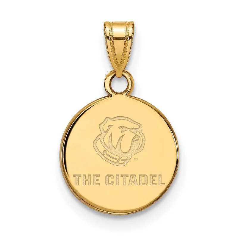 Turquoise - Inlaid Pendants with Southwest - Style Geometric Patterns14K Yellow Gold Plated S. Silver The Citadel SM Bulldogs Disc Pendant