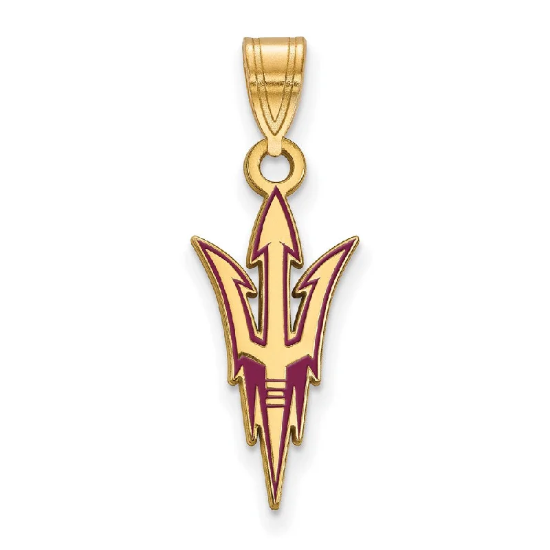 Hand - Carved Wooden Pendants with Folk - Art Motifs14K Yellow Gold Plated Sterling Silver Arizona State LG Enamel Pendant