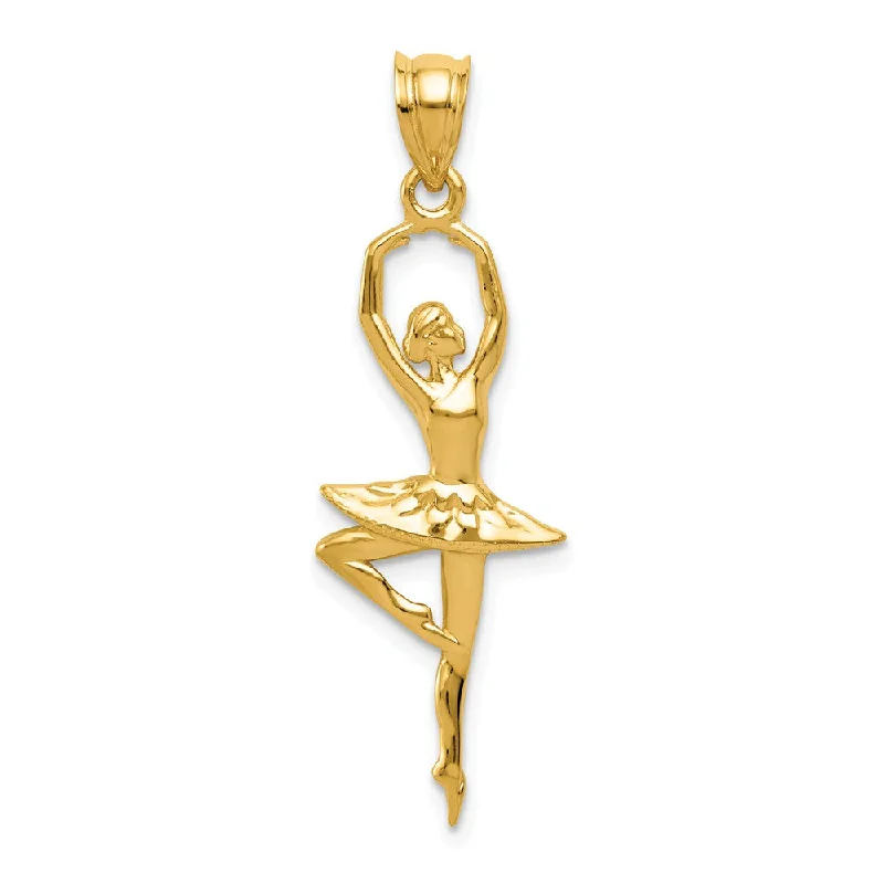 Bone - Carved Pendants with Tribal - Inspired Symbols14k Yellow Gold Pointe Ballerina Pendant