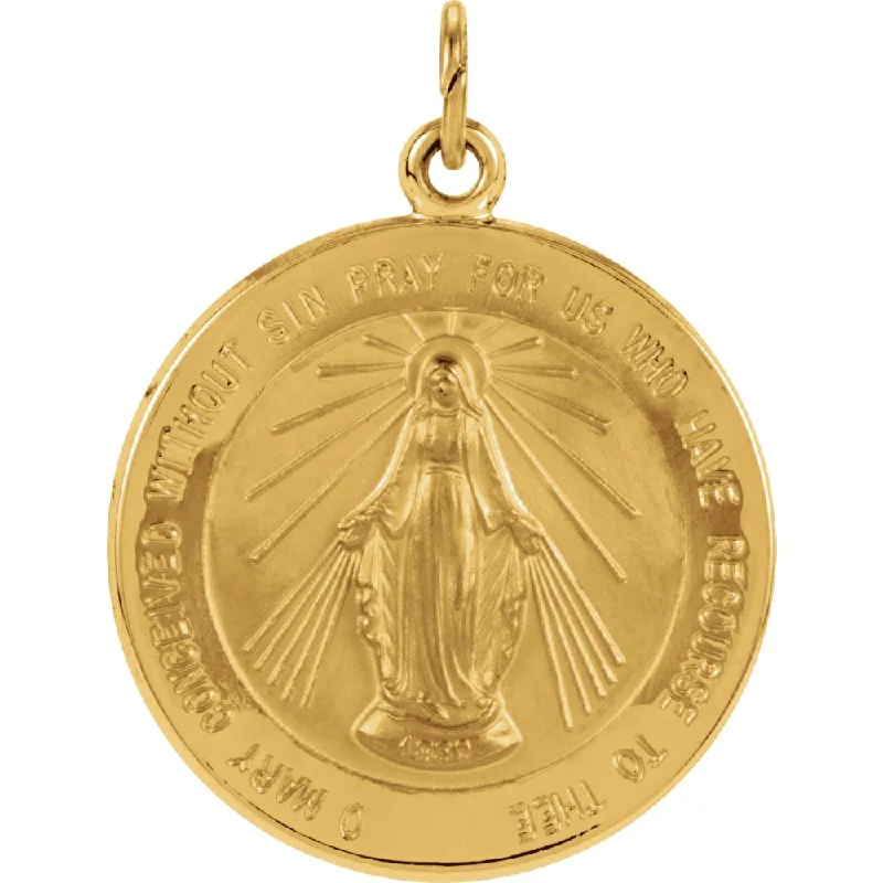 Turquoise - Inlaid Pendants with Southwest - Style Geometric Patterns14k Yellow Gold Round Miraculous Medal Charm or Pendant