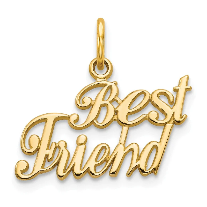 Recycled Metal Pendants with Upcycled Jewelry Components14k Yellow Gold Script Best Friend Charm or Pendant, 18mm