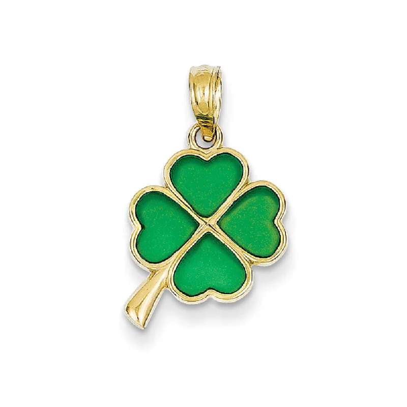 Gold - Plated Pendants with Enameled Floral Bouquets14k Yellow Gold & Translucent Acrylic Four Leaf Clover Pendant, 12mm