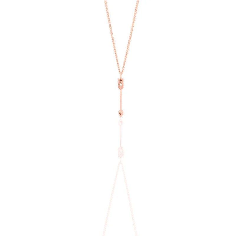 Crescent - Moon Pendant Necklaces with Pearl - Embellished CurvesBoh Runga Petite Arrow Pendant - 9ct Rose Gold (Limited Edition)