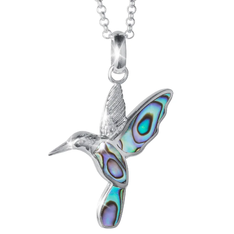 Owl - Shaped Pendant Necklaces with Crystal - Studded EyesAbalone Hummingbird Pendant