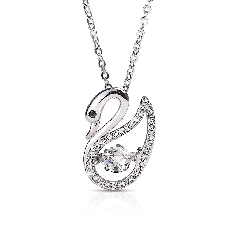 Horseshoe - Pendant Necklaces with Lucky Four - Leaf Clover CharmsDancing Swan Pendant