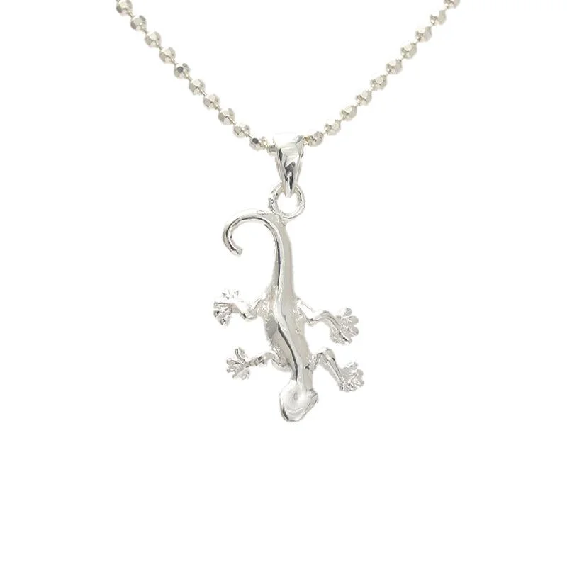 Compass - Pendant Necklaces with Glow - in - the - Dark Dial FeaturesSterling Silver Gecko Pendant (Chain Sold Separately)