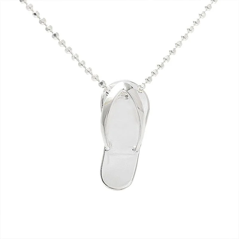 Medallion - Pendant Necklaces with Intricate Relief - Style ArtworkSterling Silver Plain Slipper Pendant (Chain Sold Separately)