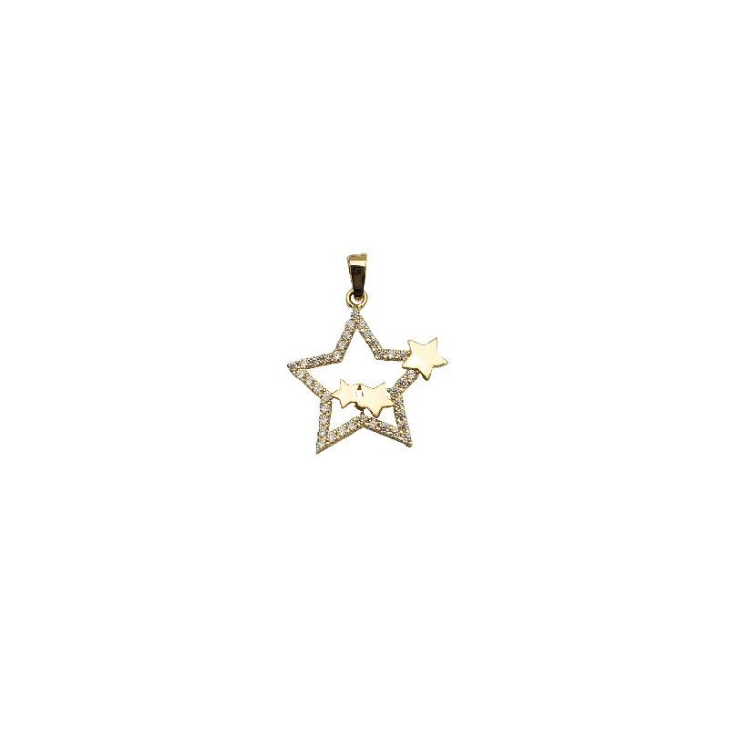 Crystal - Encrusted Pendants in the Shape of a CrownIced-Out Star Pendant (14K)