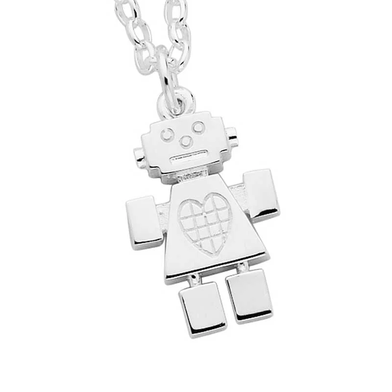 Heart - Shaped Pendant Necklaces with Ruby and Diamond EmbellishmentsKaren Walker Robot Girl Pendant - Silver