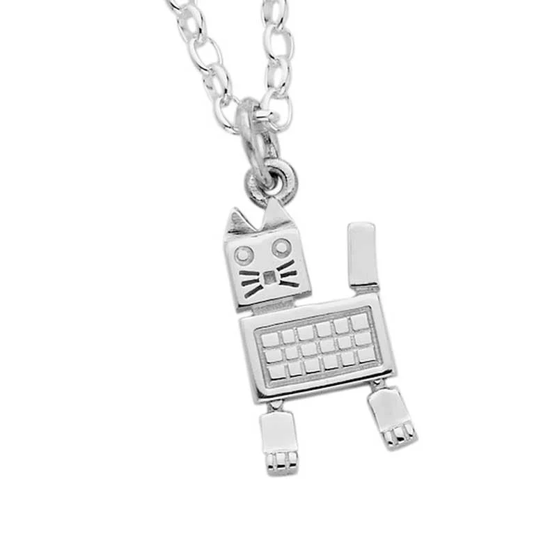 Anchor - Pendant Necklaces with Nautical - Themed Rope ChainsKaren Walker Robot Cat Charm - Silver