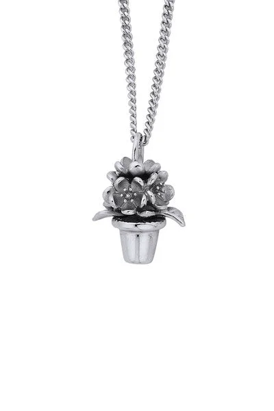 Horseshoe - Pendant Necklaces with Lucky Four - Leaf Clover CharmsKaren Walker Botanical Flower Pot Pendant