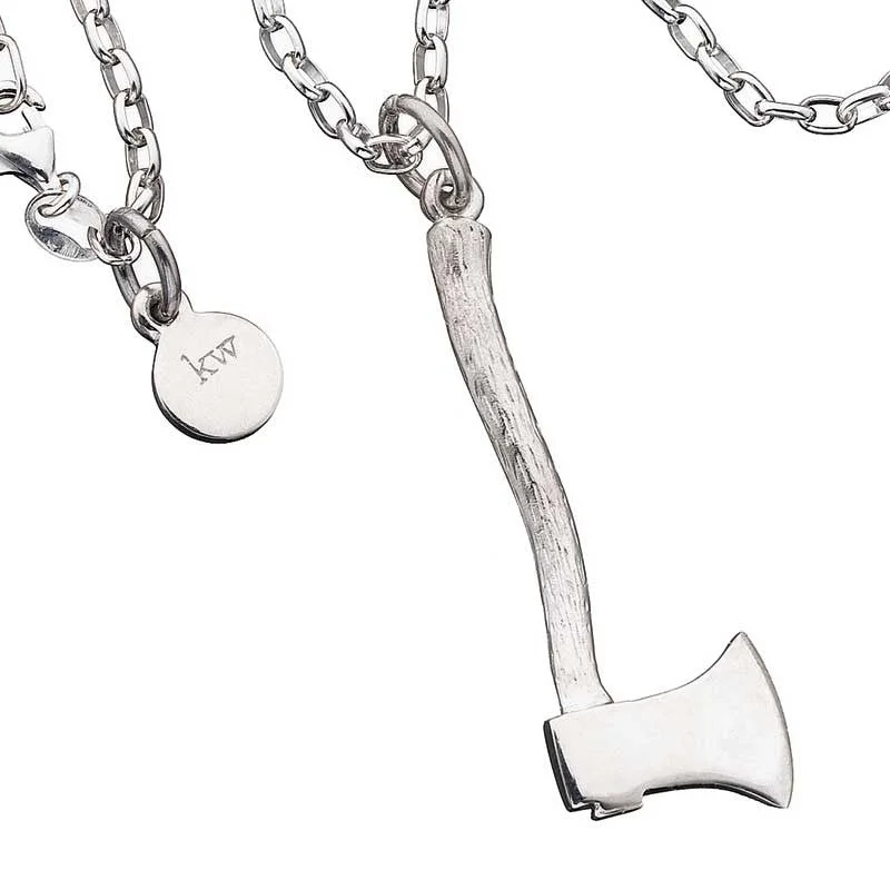 Elephant - Pendant Necklaces with Ivory - Look Resin and Gold PlatingKaren Walker Axe Pendant - Silver