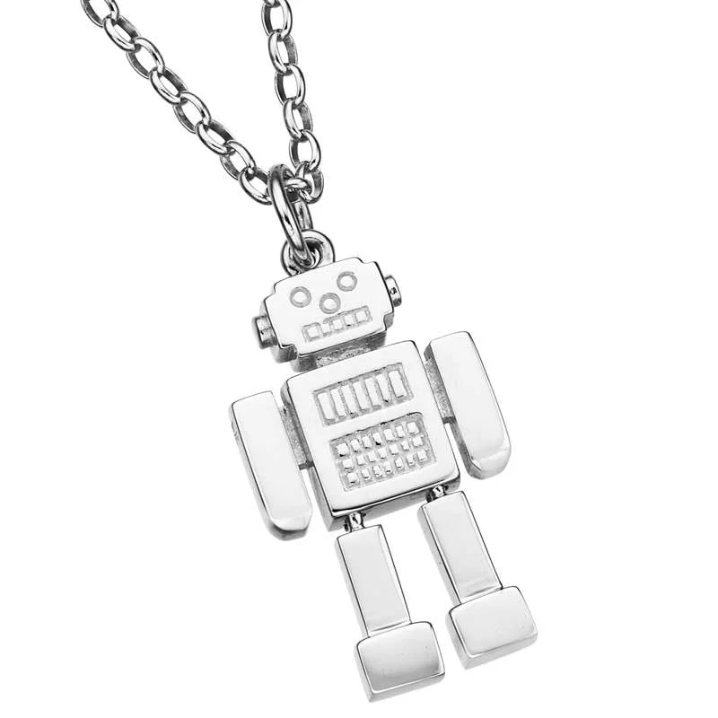 Heart - Shaped Pendant Necklaces with Ruby and Diamond EmbellishmentsKaren Walker Robot Man (Mr Robot) Pendant - Silver