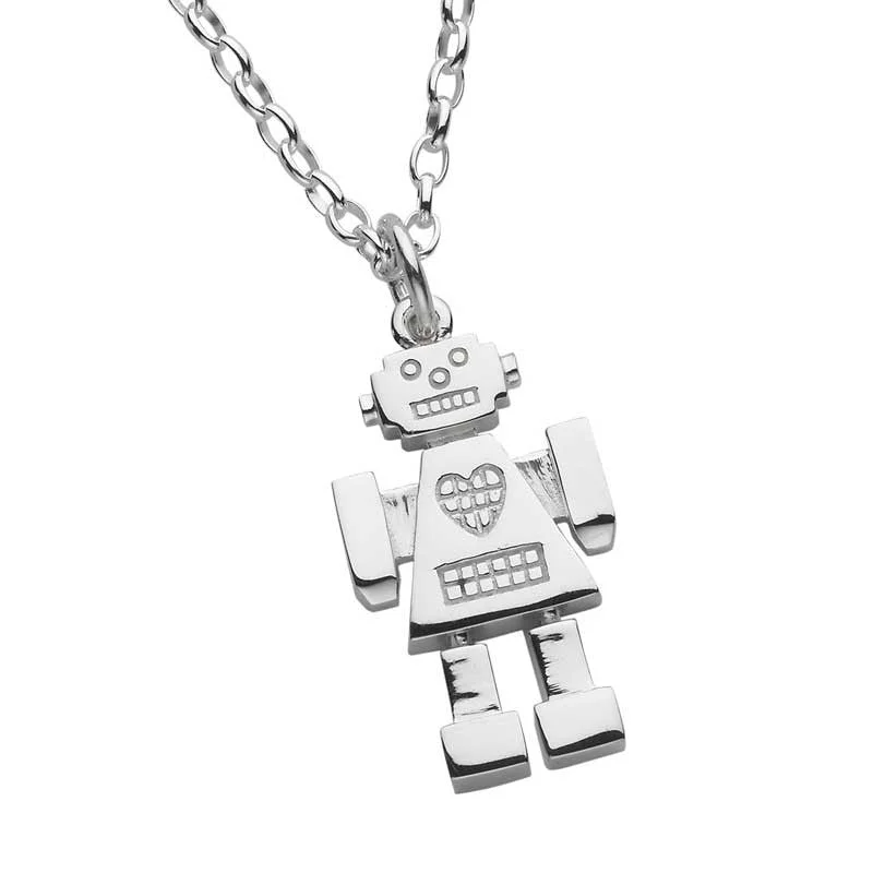 Infinity - Symbol Pendant Necklaces with Sapphire - Set LinksKaren Walker Robot Lady (Mrs Robot) Pendant - Silver