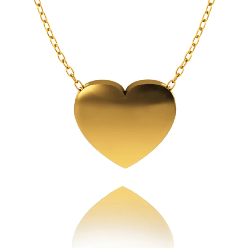 Feather - Pendant Necklaces with Real - Feather and Bead AccentsLove In A Jewel Heart Pendant - 9ct Yellow Gold, Plain