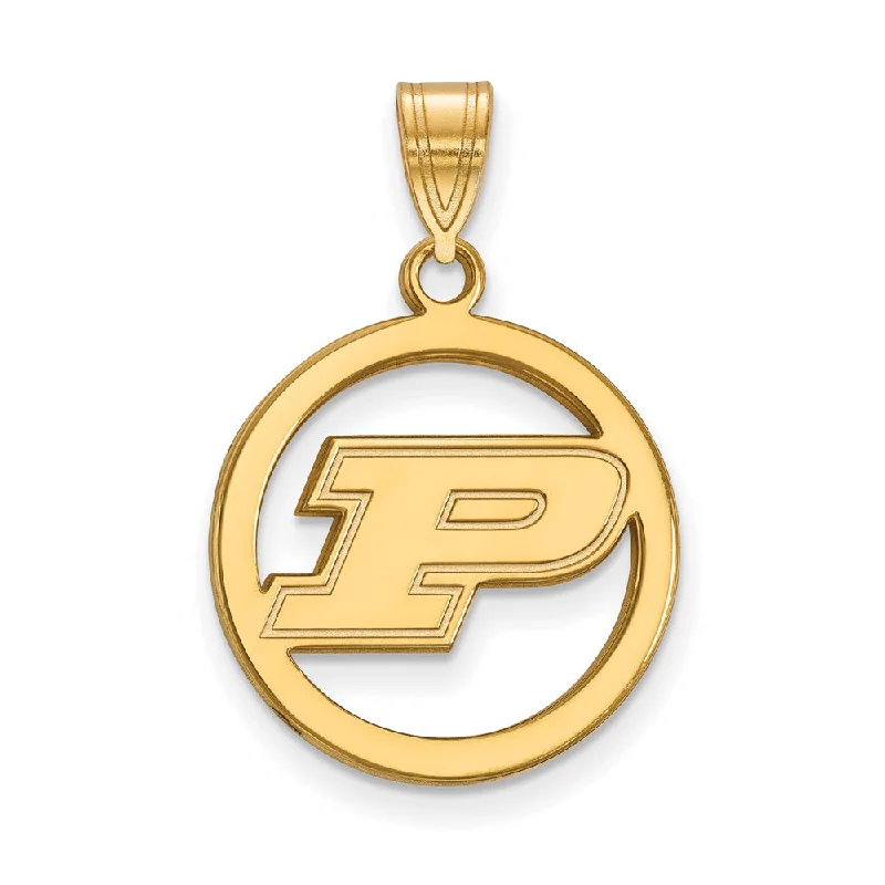 Coral - Trimmed Pendants with Seashell and Pearl Accents14k Gold Plated Silver Purdue Small Initial P Circle Pendant