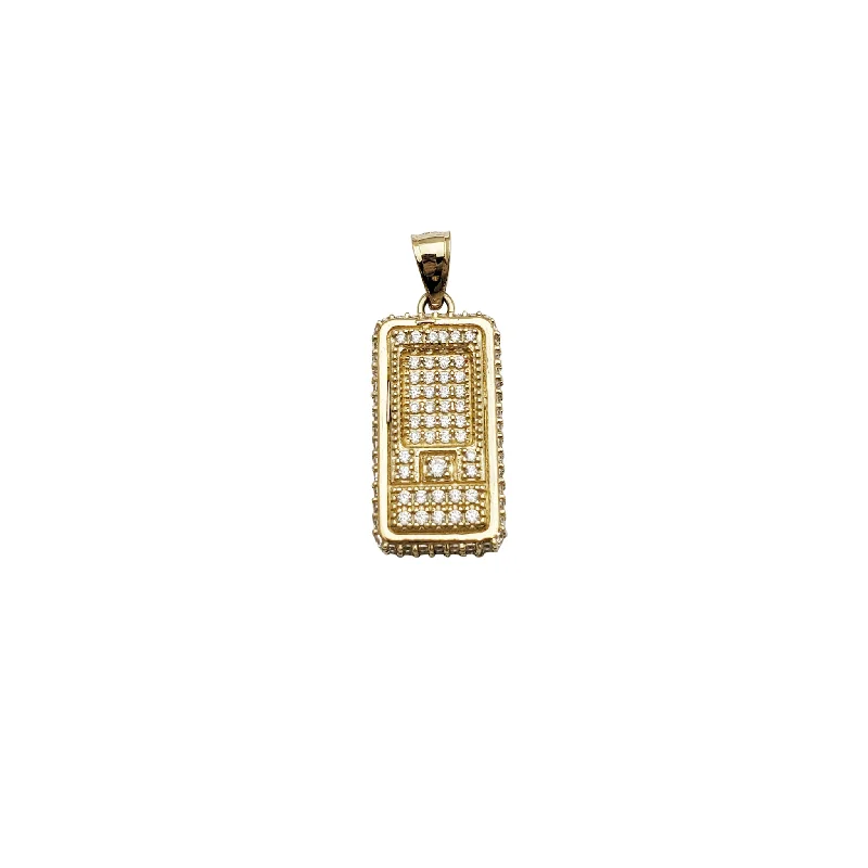 Turquoise - Inlaid Pendants with Southwest - Style Geometric PatternsOld School Phone CZ Pendant (14K)