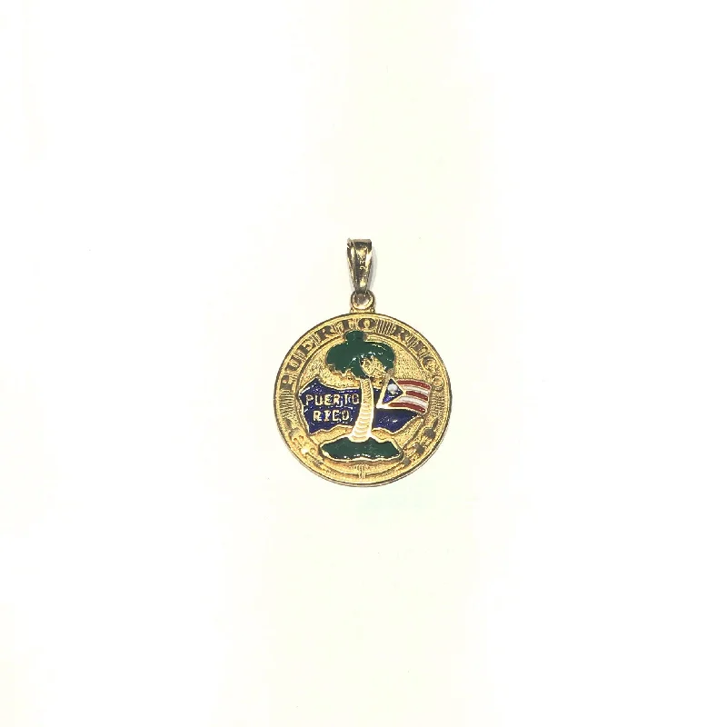 Lapis Lazuli Pendants with Gold - Leaf AccentsPuerto Rico Medallion Pendant (14K)