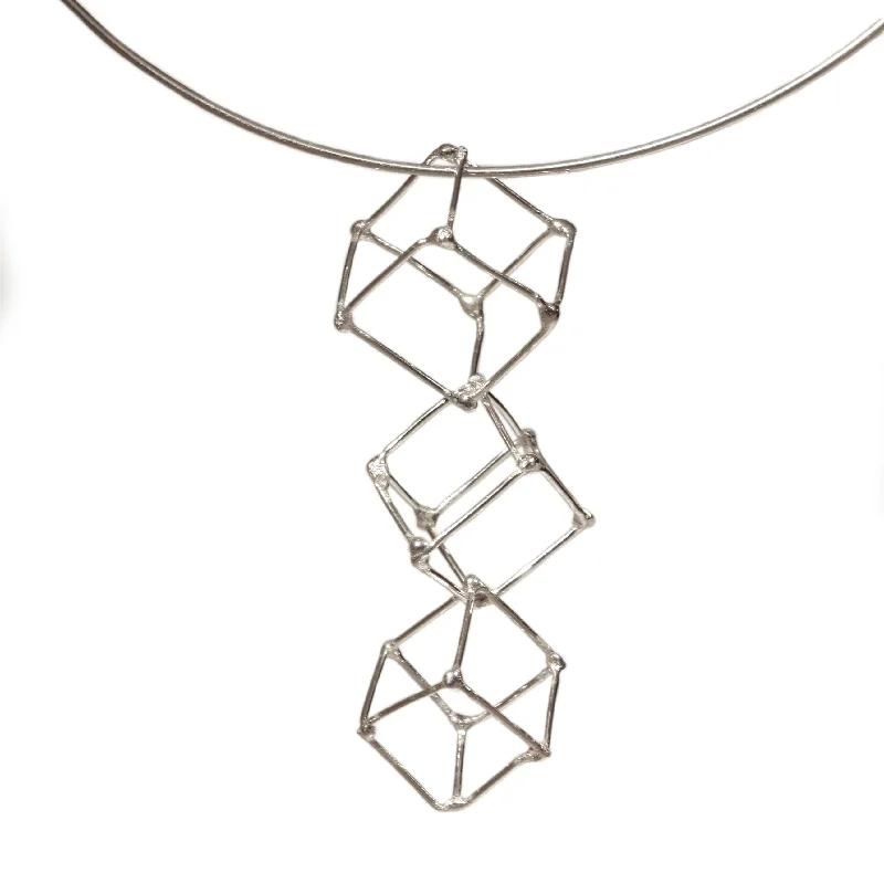 Star - Shaped Pendant Necklaces in Sterling Silver with Enamel AccentsCUBE - SILVER - CU017 3 Cube Pendants