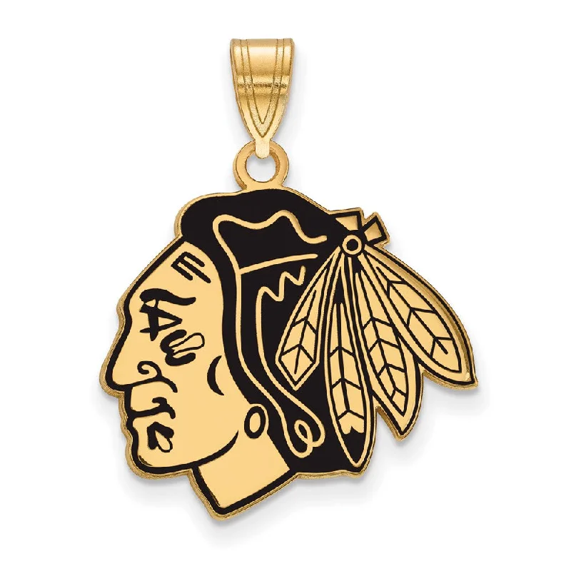 Rose - Quartz Pendants with Heart - Shaped CutoutsSS 14k Yellow Gold Plated NHL Chicago Blackhawks LG Enamel Pendant