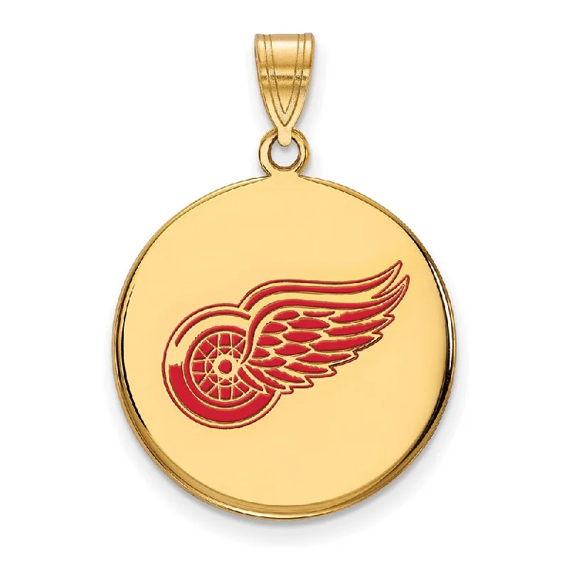 Hand - Carved Wooden Pendants with Folk - Art MotifsSS 14k Yellow Gold Plated NHL Detroit Red Wings LG Enamel Disc Pendant