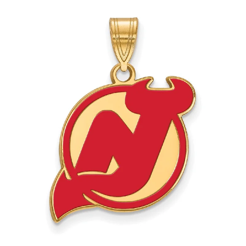 Hand - Carved Wooden Pendants with Folk - Art MotifsSS 14k Yellow Gold Plated NHL New Jersey Devils LG Enamel Pendant