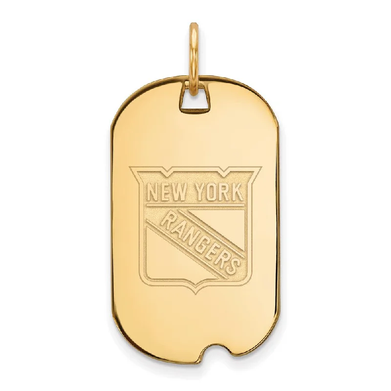 Crystal - Encrusted Pendants in the Shape of a CrownSS 14k Yellow Gold Plated NHL New York Rangers Dog Tag Pendant