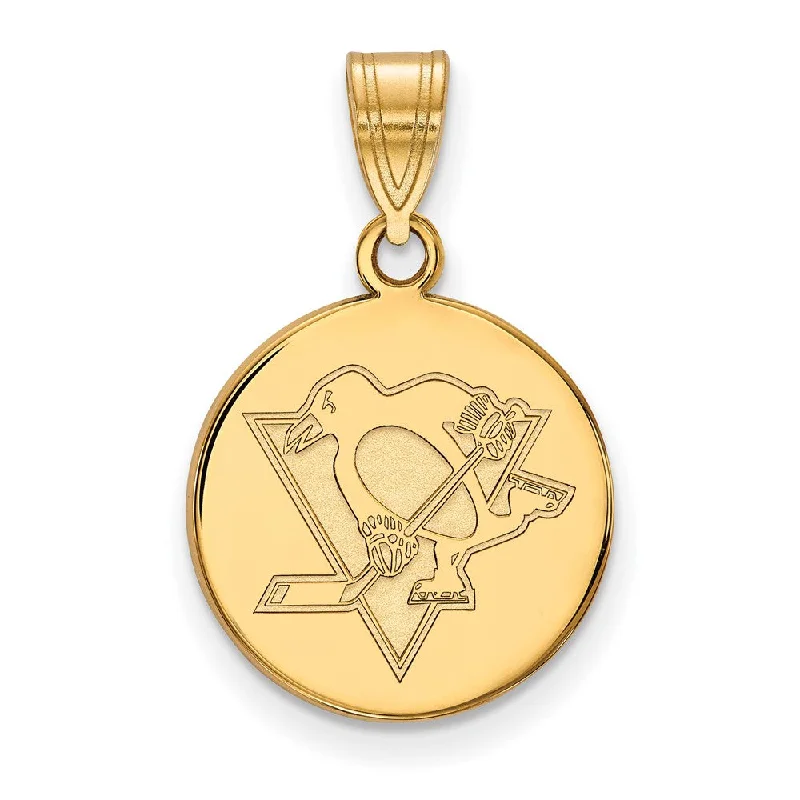 Gold - Plated Pendants with Enameled Floral BouquetsSS 14k Yellow Gold Plated NHL Pittsburgh Penguins MD Disc Pendant