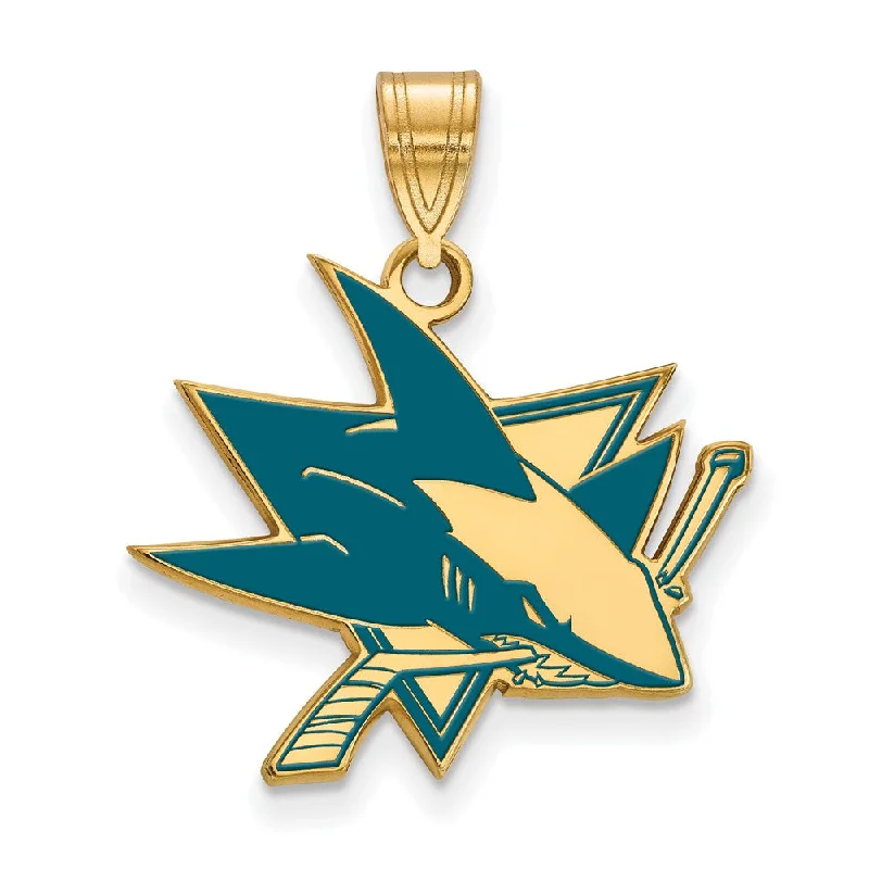 Ceramic Pendants with Hand - Painted Mandala DesignsSS 14k Yellow Gold Plated NHL San Jose Sharks LG Enamel Pendant