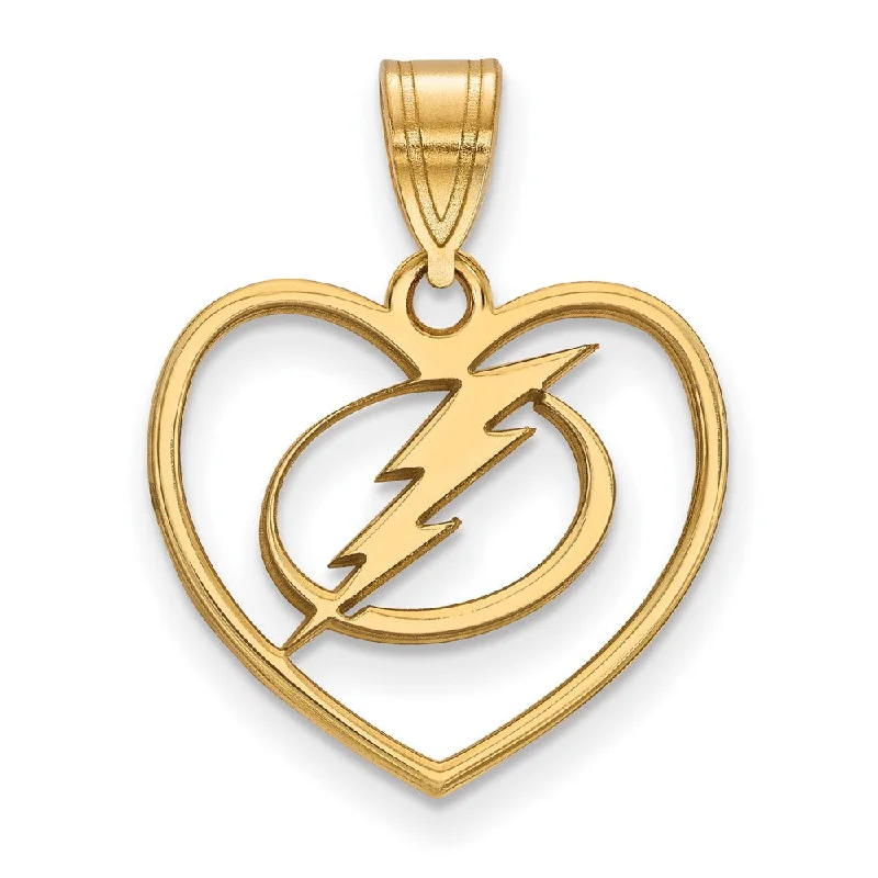 Lapis Lazuli Pendants with Gold - Leaf AccentsSS 14k Yellow Gold Plated NHL Tampa Bay Lightning Heart Pendant