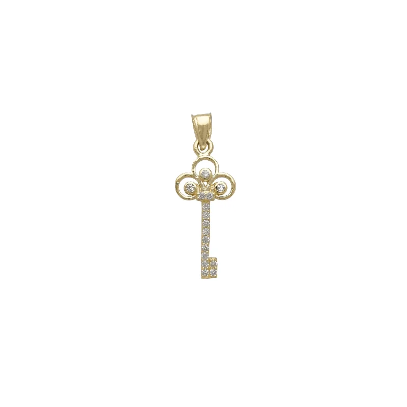 Coral - Trimmed Pendants with Seashell and Pearl AccentsZirconia Key Pendant (14K)