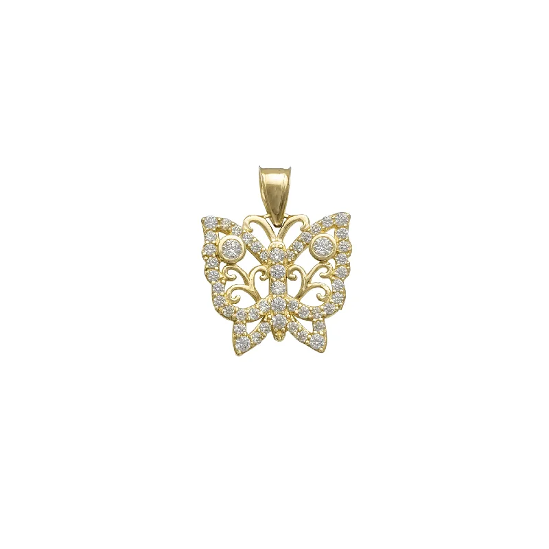 Hand - Carved Wooden Pendants with Folk - Art MotifsZirconia Outline Butterfly Pendant (14K)